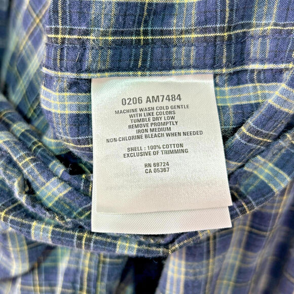 Columbia Mens Button Down Shirt Medium Blue Plaid Long Sleeve Cotton Outdoor - Picture 6 of 6